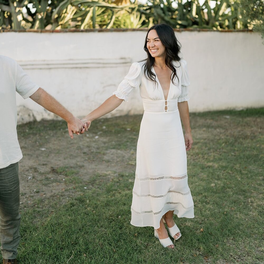 Reformation Cream Midi Dress with Lace Accents